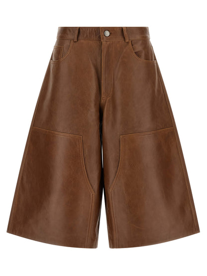 Haikure Brown Lambskin Bermuda Shorts