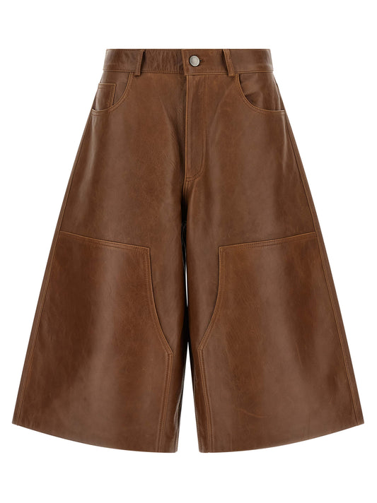 Shorts Bermuda Haikure en cuir d'agneau marron