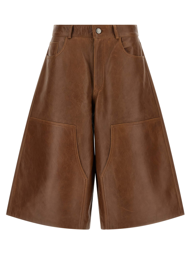 Shorts Bermuda Haikure en cuir d'agneau marron