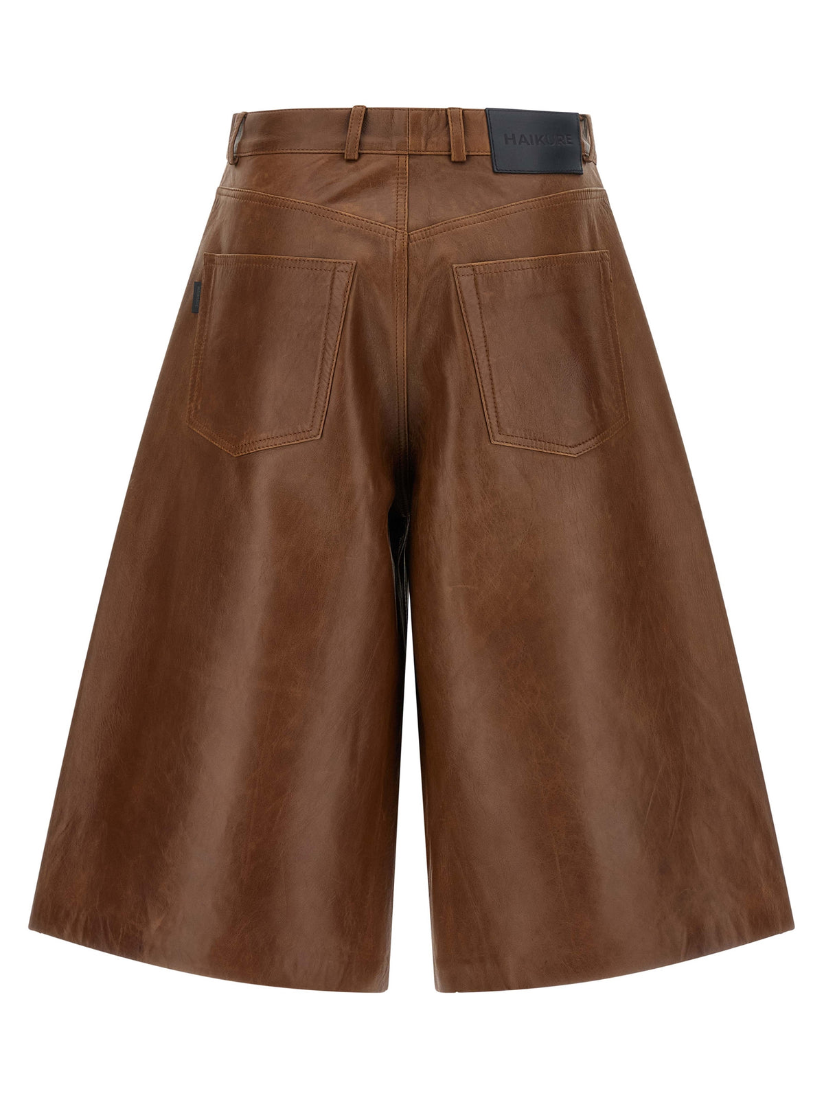 Shorts Bermuda Haikure en cuir d'agneau marron
