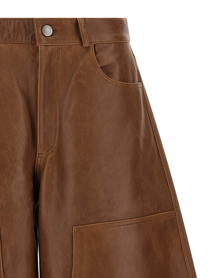 Shorts Bermuda Haikure en cuir d'agneau marron