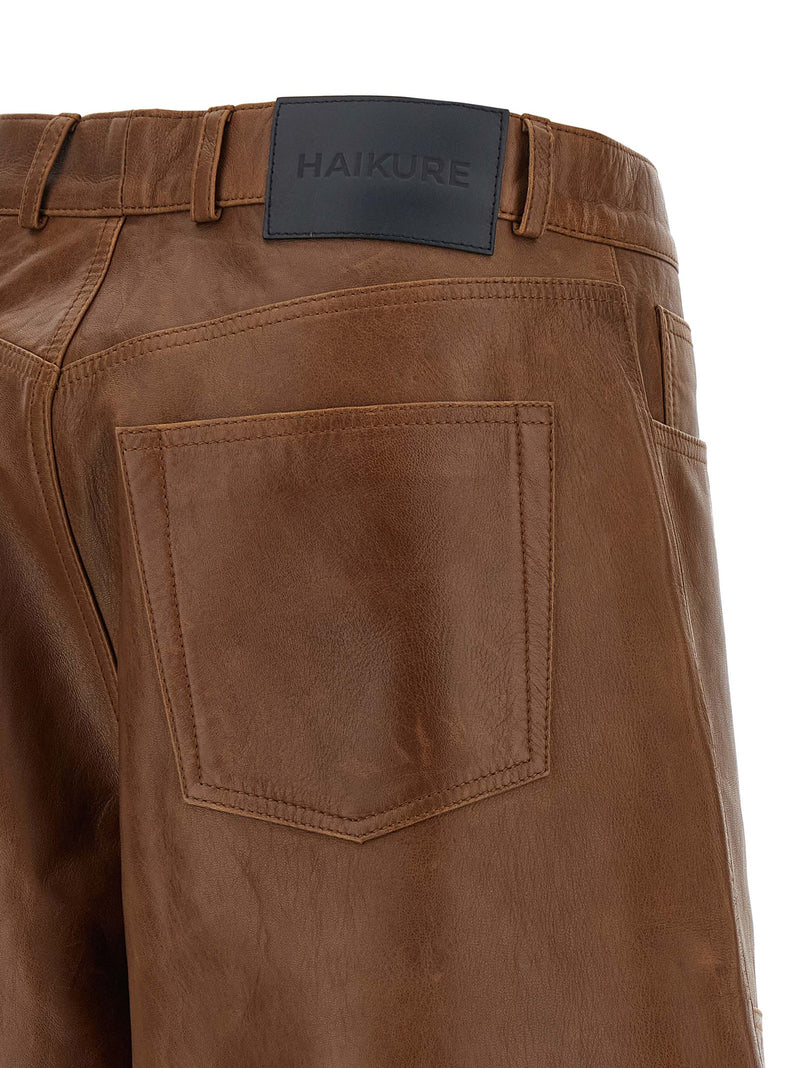 Shorts Bermuda Haikure en cuir d'agneau marron