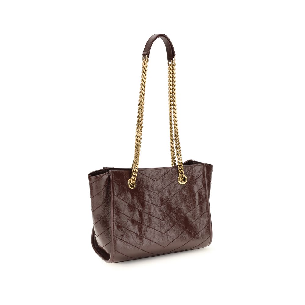 Sac bandoulière Saint Laurent Bos Taurus en cuir de veau marron