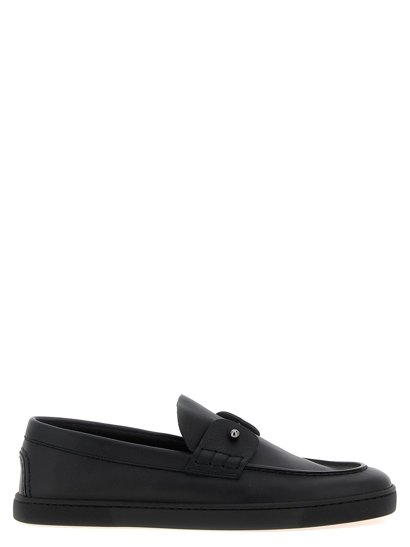 Mocassins à enfiler en cuir de veau noir Christian Louboutin