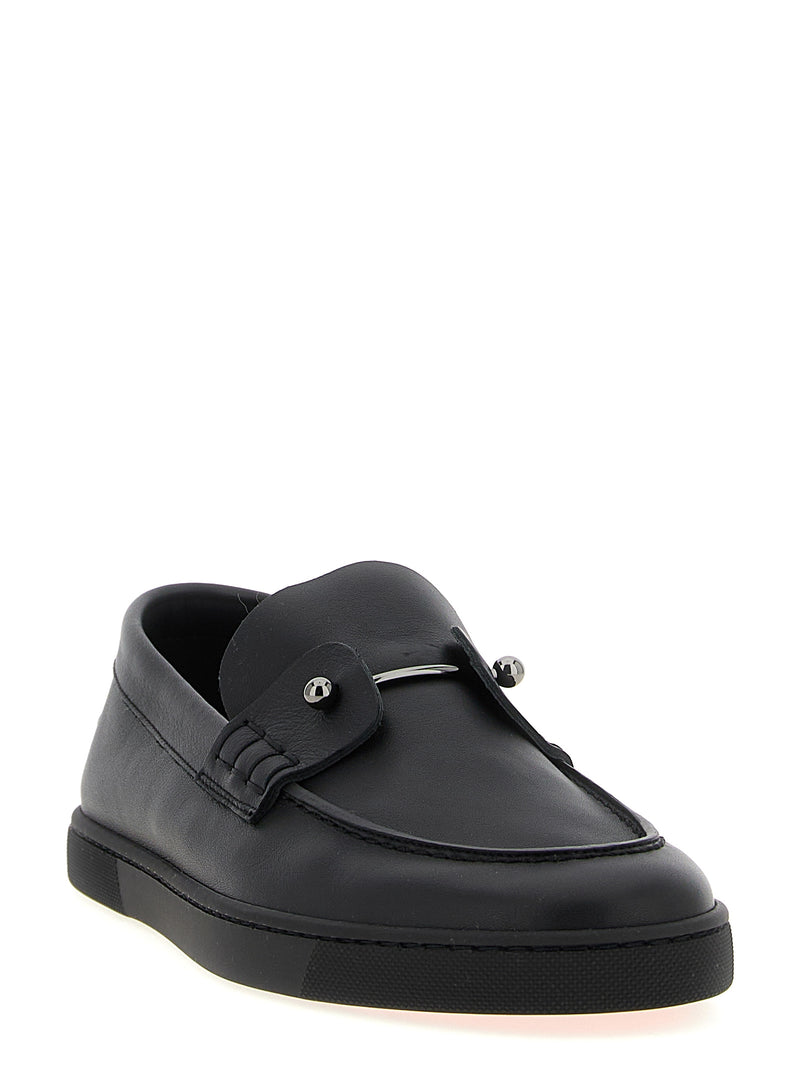 Mocassins à enfiler en cuir de veau noir Christian Louboutin