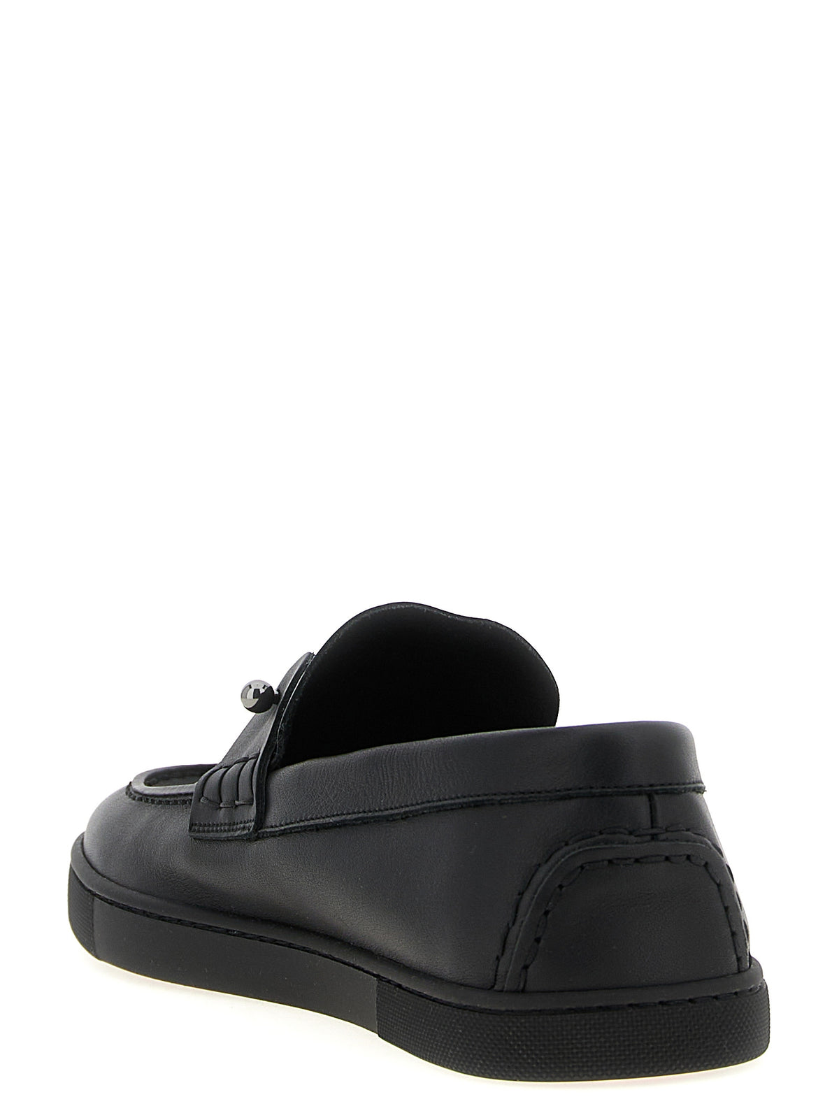 Mocassins à enfiler en cuir de veau noir Christian Louboutin