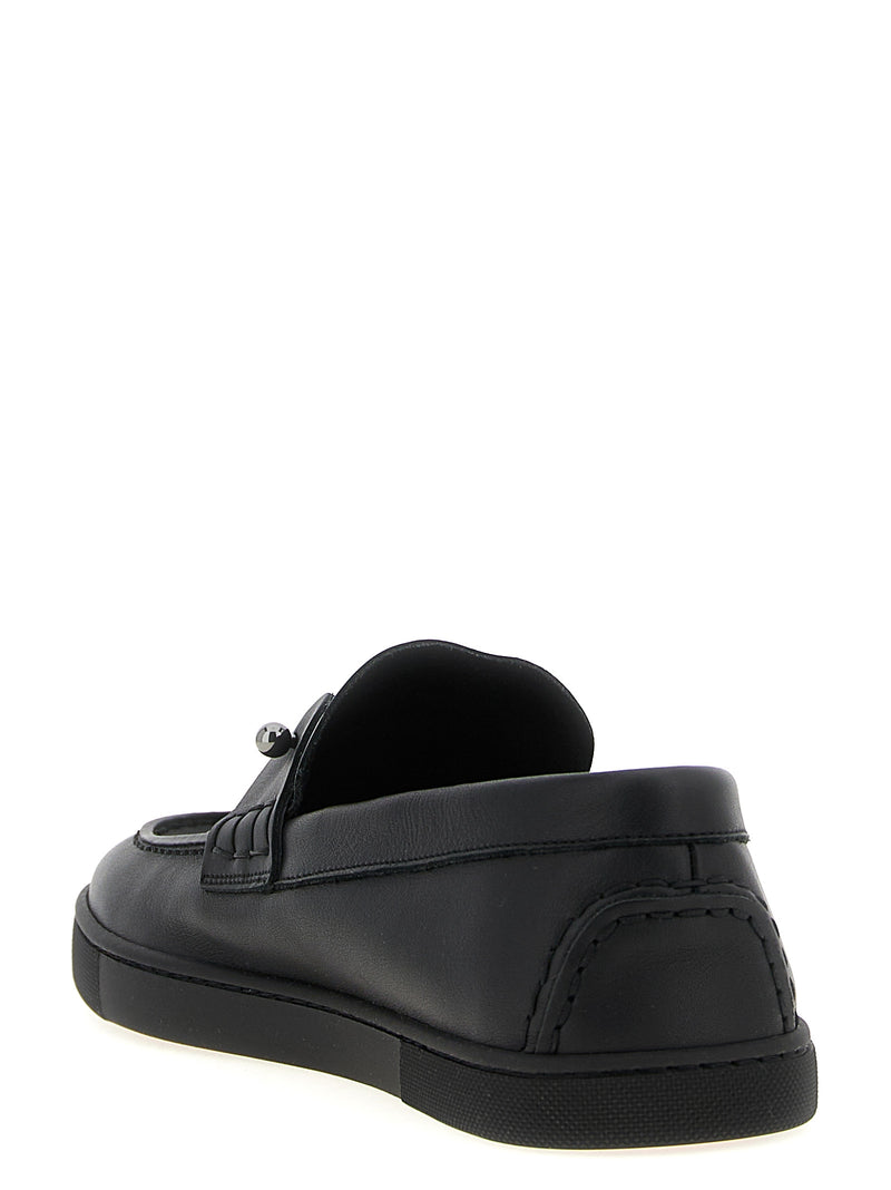 Mocassins à enfiler en cuir de veau noir Christian Louboutin