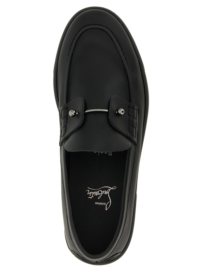 Mocassins à enfiler en cuir de veau noir Christian Louboutin