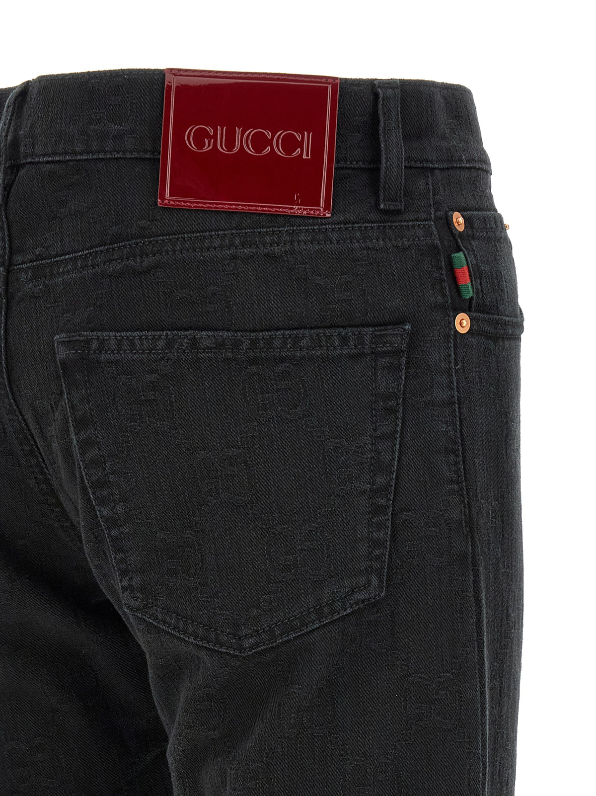 Gucci Black Cotton Straight-Leg Jeans