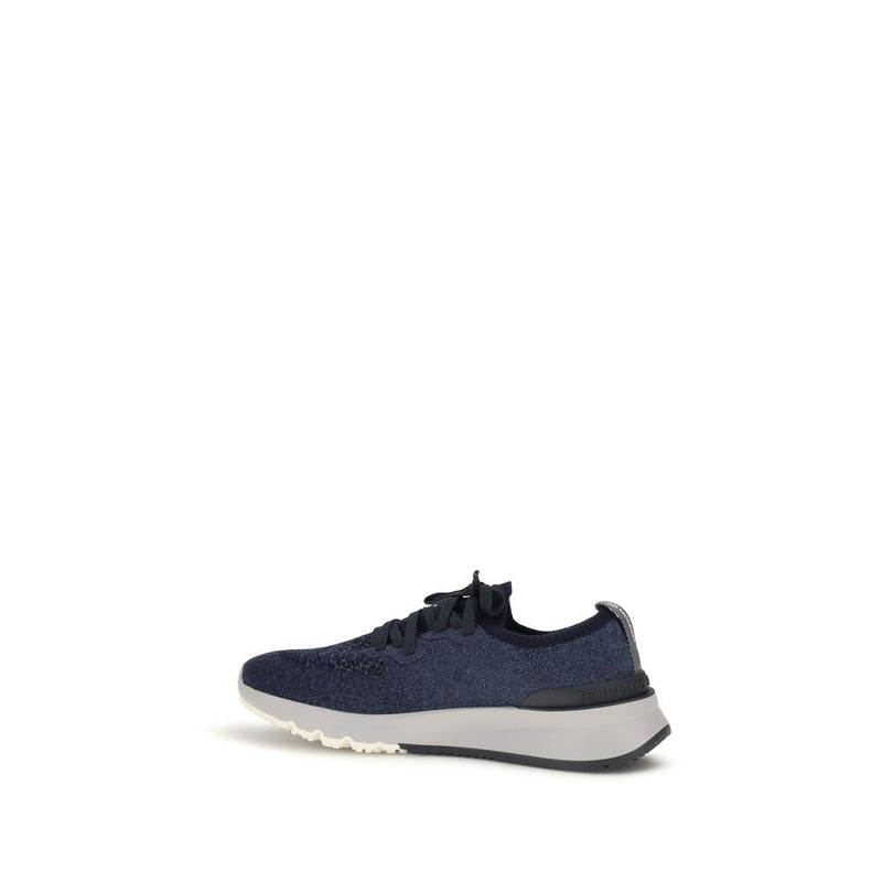 Baskets de sport en coton bleu Brunello Cucinelli