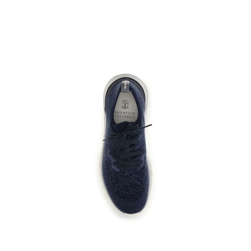 Baskets de sport en coton bleu Brunello Cucinelli
