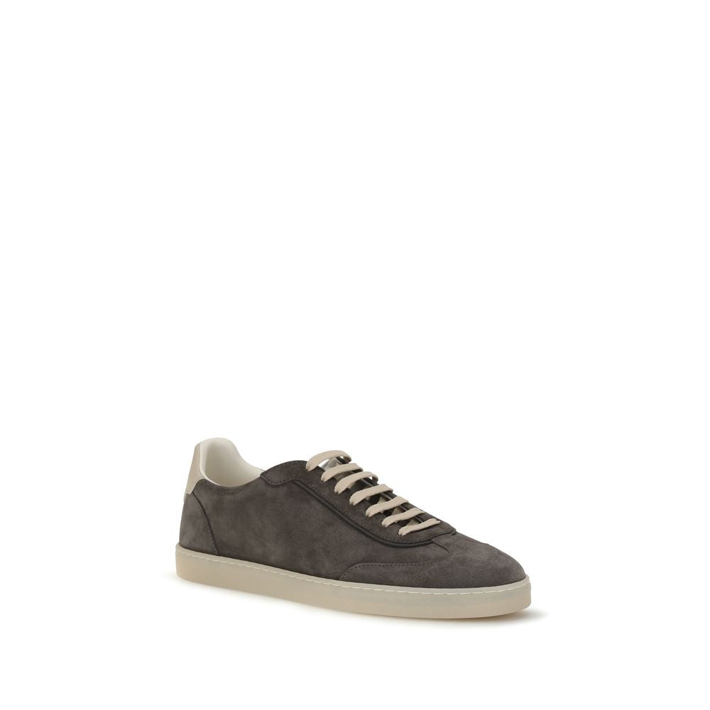 Baskets basses Brunello Cucinelli en cuir de veau gris Bos Taurus