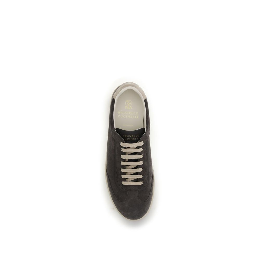 Baskets basses Brunello Cucinelli en cuir de veau gris Bos Taurus