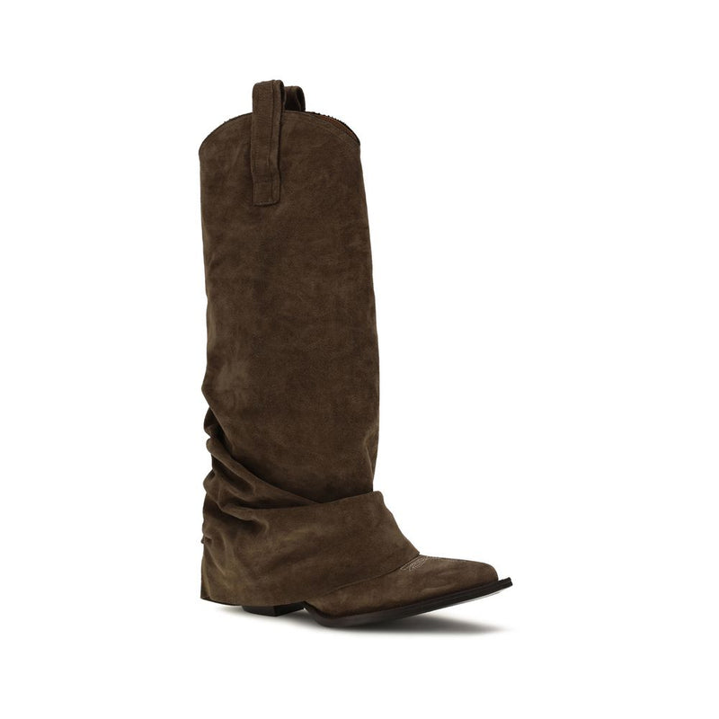 R13 Brown Calf Leather Bos Taurus Boots - Stylish Western Aesthetic