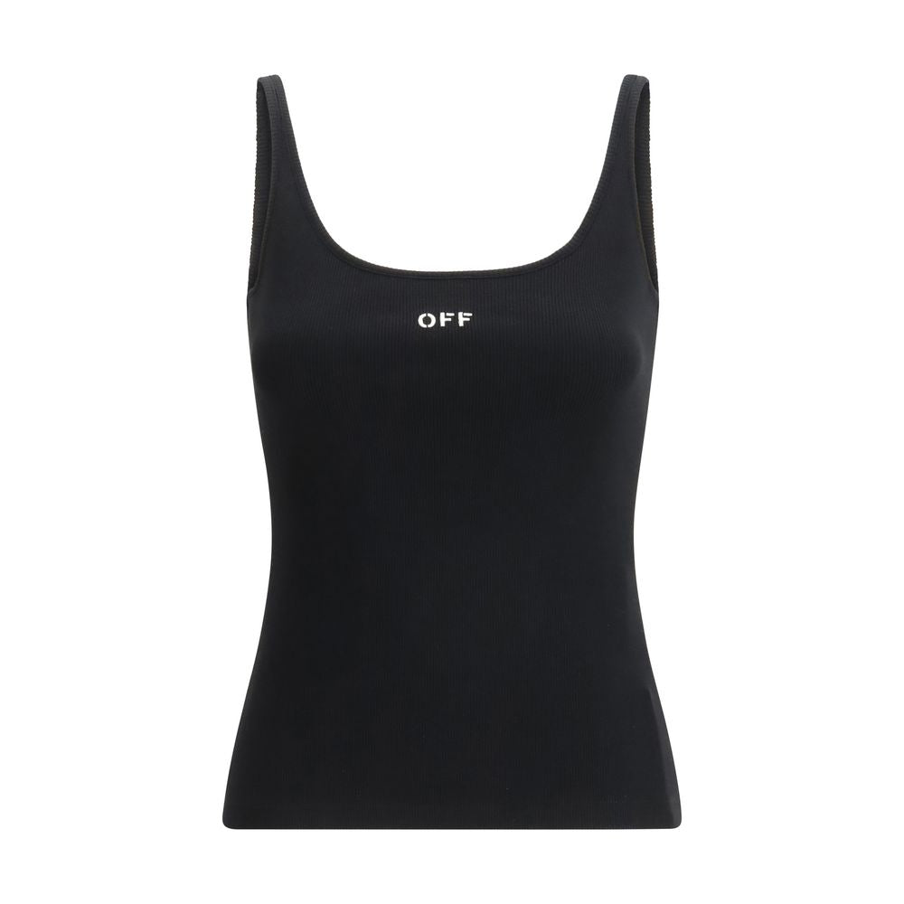 Off-White Black Cotton Sleeveless T-Shirt - Stylish & Versatile