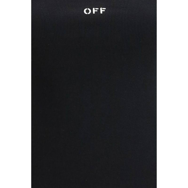 Off-White Black Cotton Sleeveless T-Shirt for Women