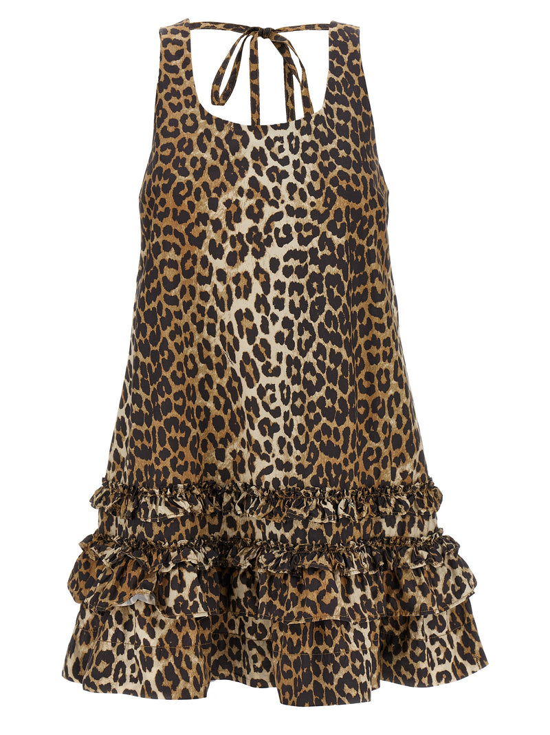 Robe Courte Ganni en Coton Biologique Marron