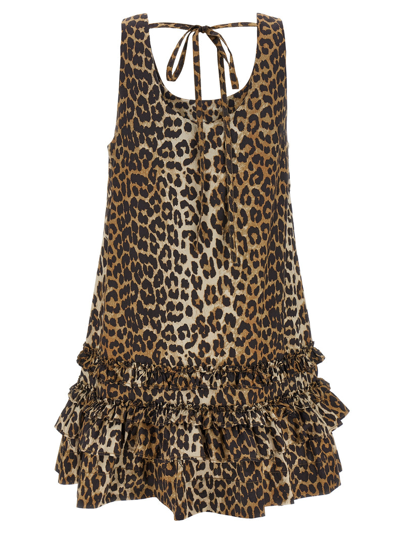 Robe Courte Ganni en Coton Biologique Marron