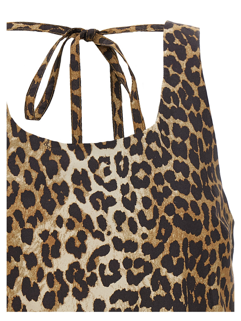 Robe Courte Ganni en Coton Biologique Marron