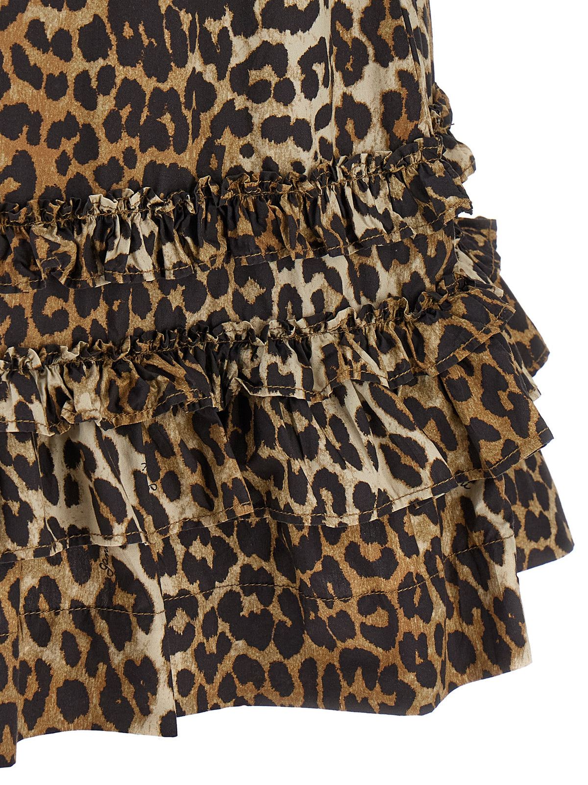 Robe Courte Ganni en Coton Biologique Marron