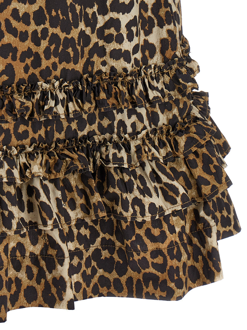 Robe Courte Ganni en Coton Biologique Marron