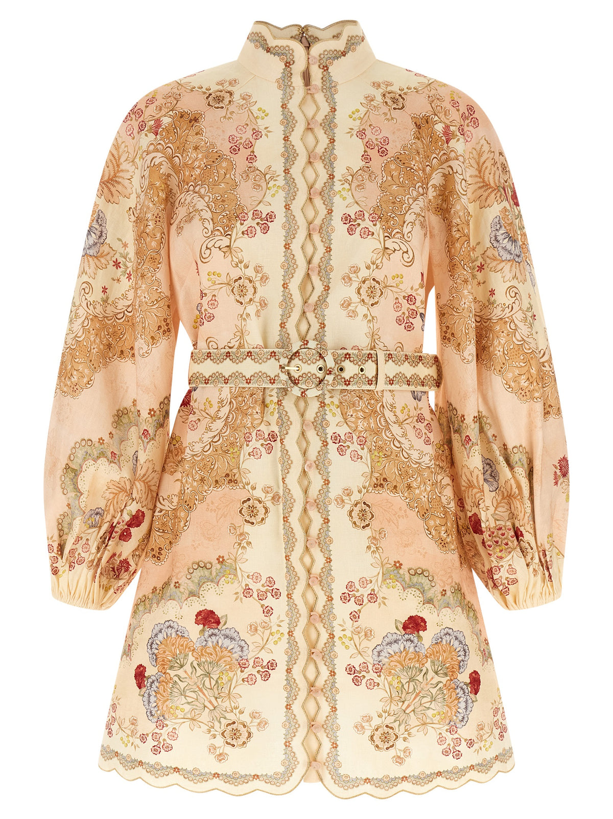 Robe courte en lin multicolore Zimmermann