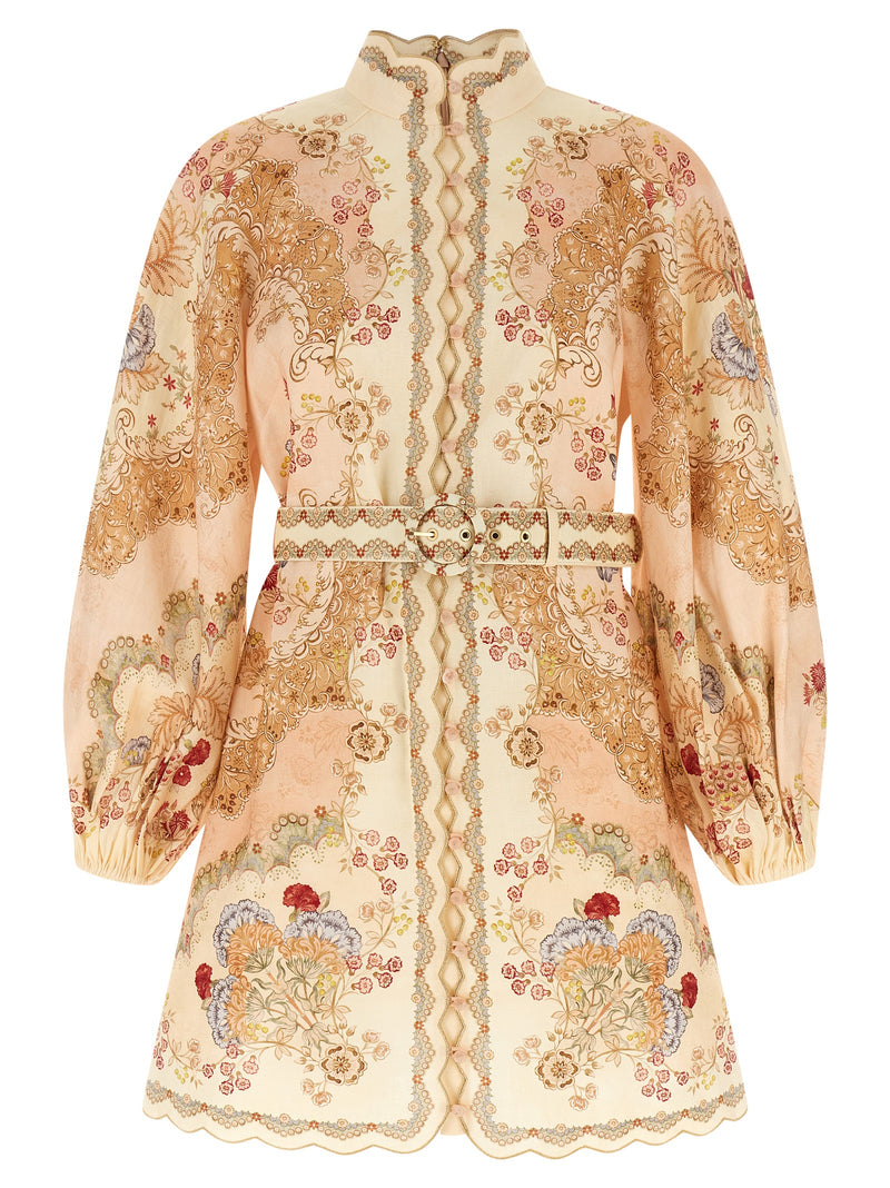 Robe courte en lin multicolore Zimmermann