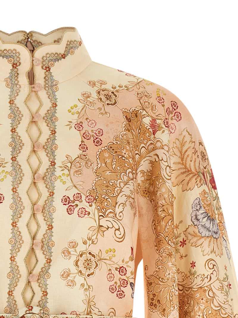 Robe courte en lin multicolore Zimmermann