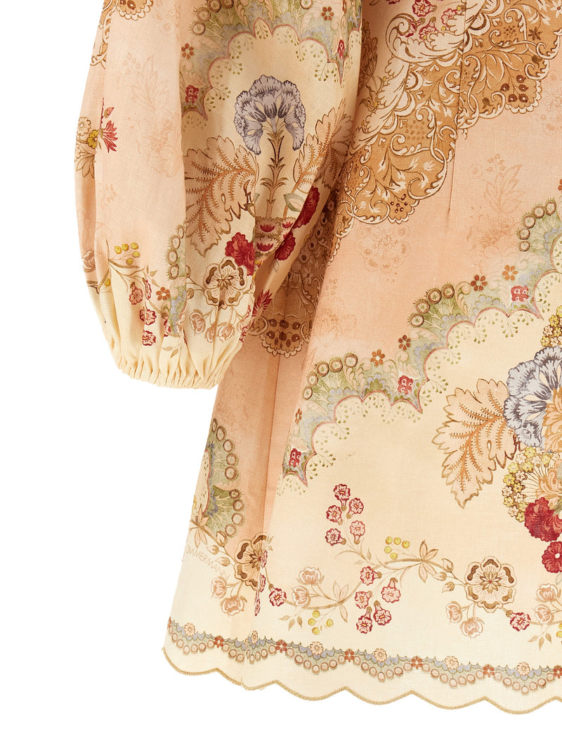 Robe courte en lin multicolore Zimmermann