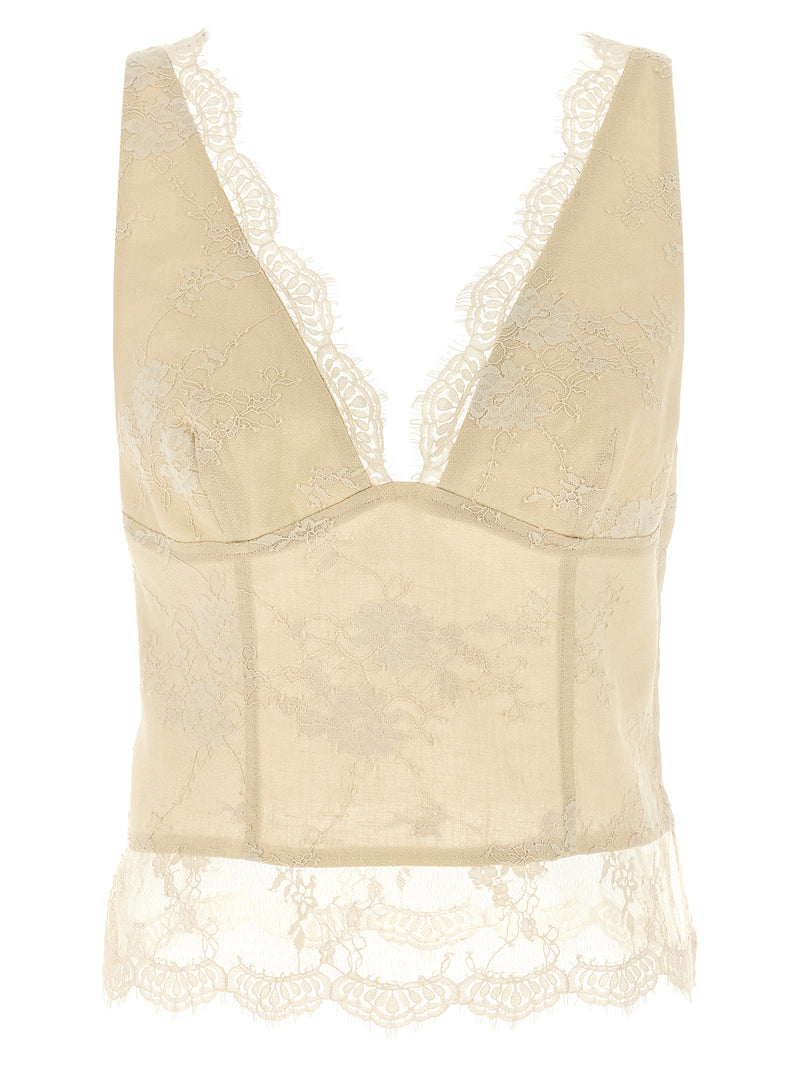 PINKO Débardeurs Beige en Lin