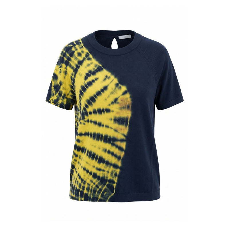 Malo Blue Cotton Women T-Shirt with Keyhole Back