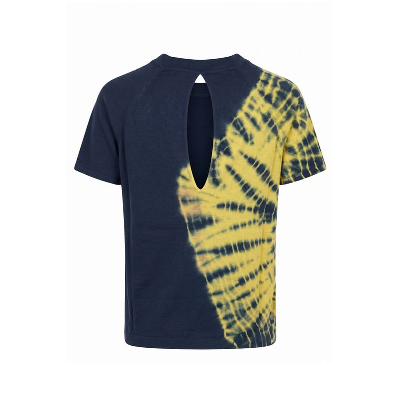 Malo Blue Cotton Women T-Shirt with Keyhole Back