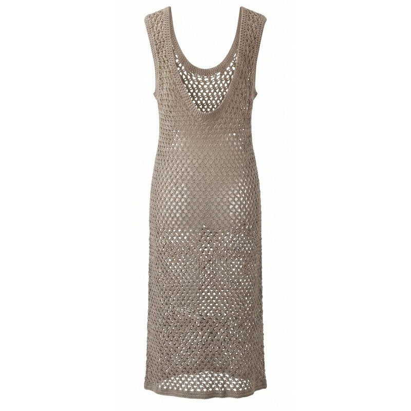 Malo Beige Cotton Women Dress