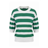 Malo Green Cotton Women Sweater - Chic Horizontal Stripe Knit Top