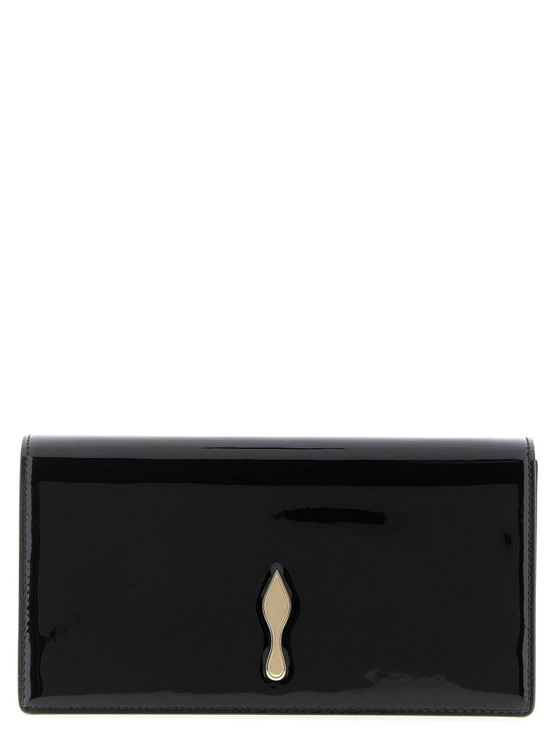 Pochette Christian Louboutin en cuir de veau noir