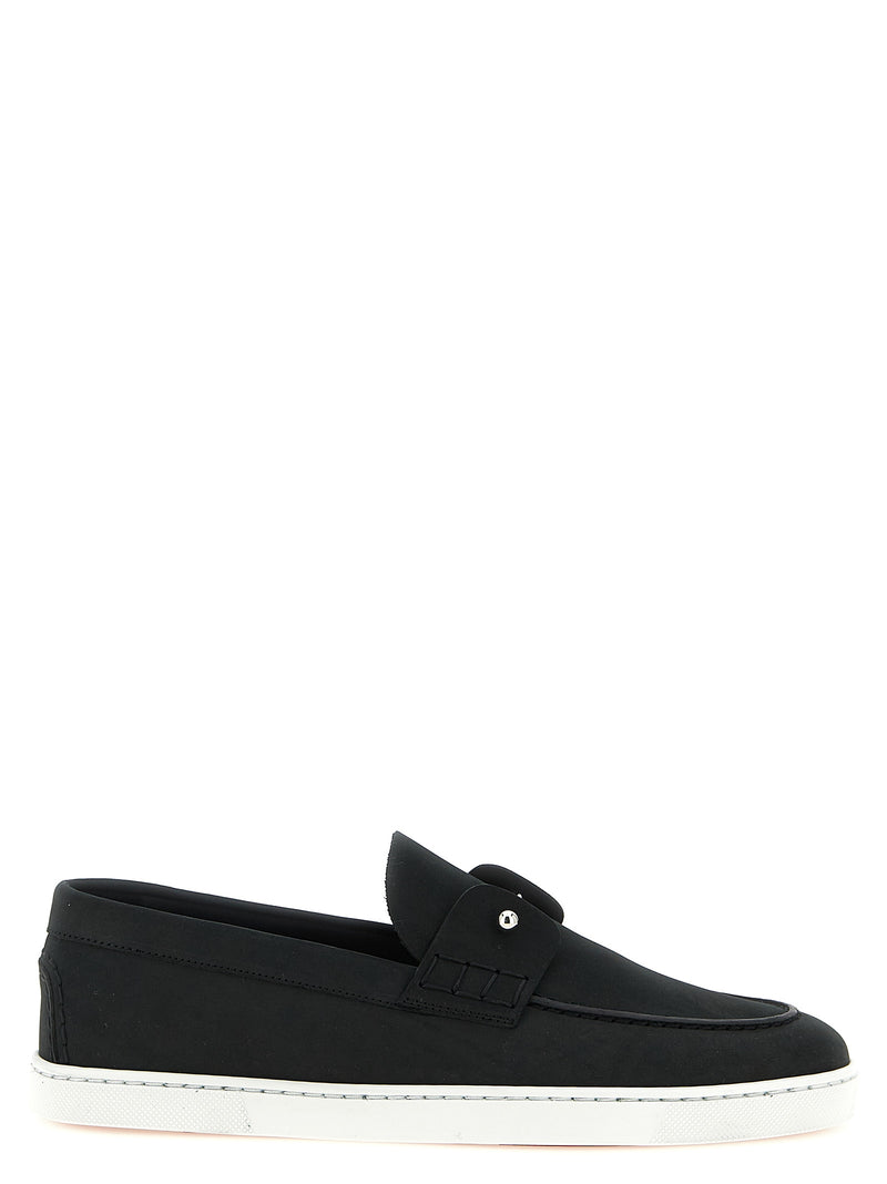 Mocassins à enfiler en cuir de veau noir Christian Louboutin