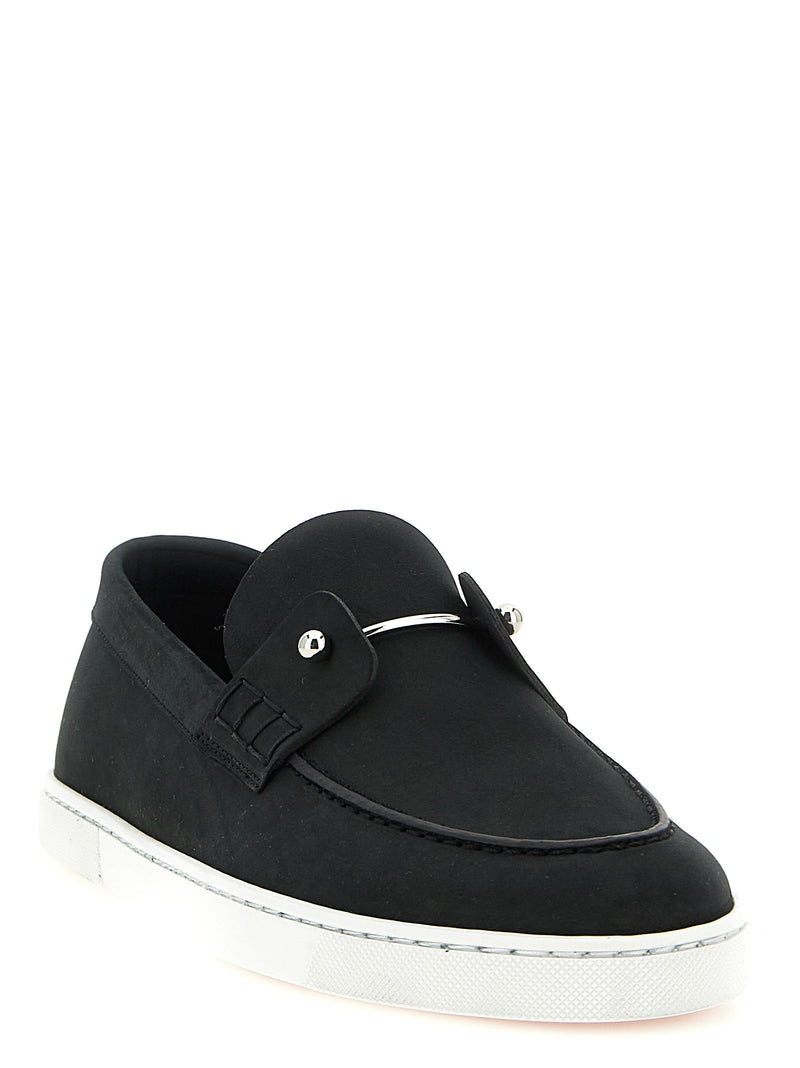 Mocassins à enfiler en cuir de veau noir Christian Louboutin