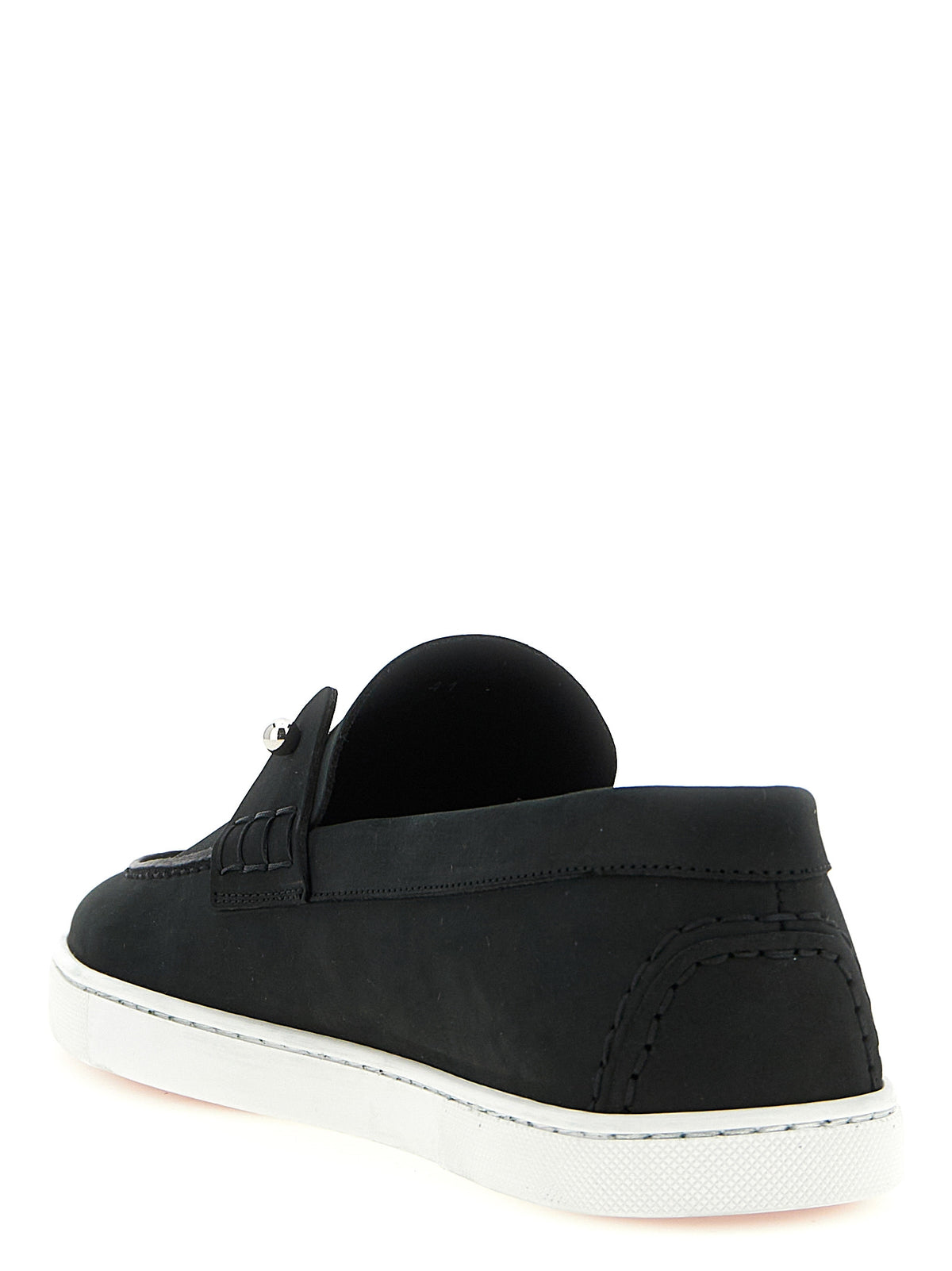 Mocassins à enfiler en cuir de veau noir Christian Louboutin