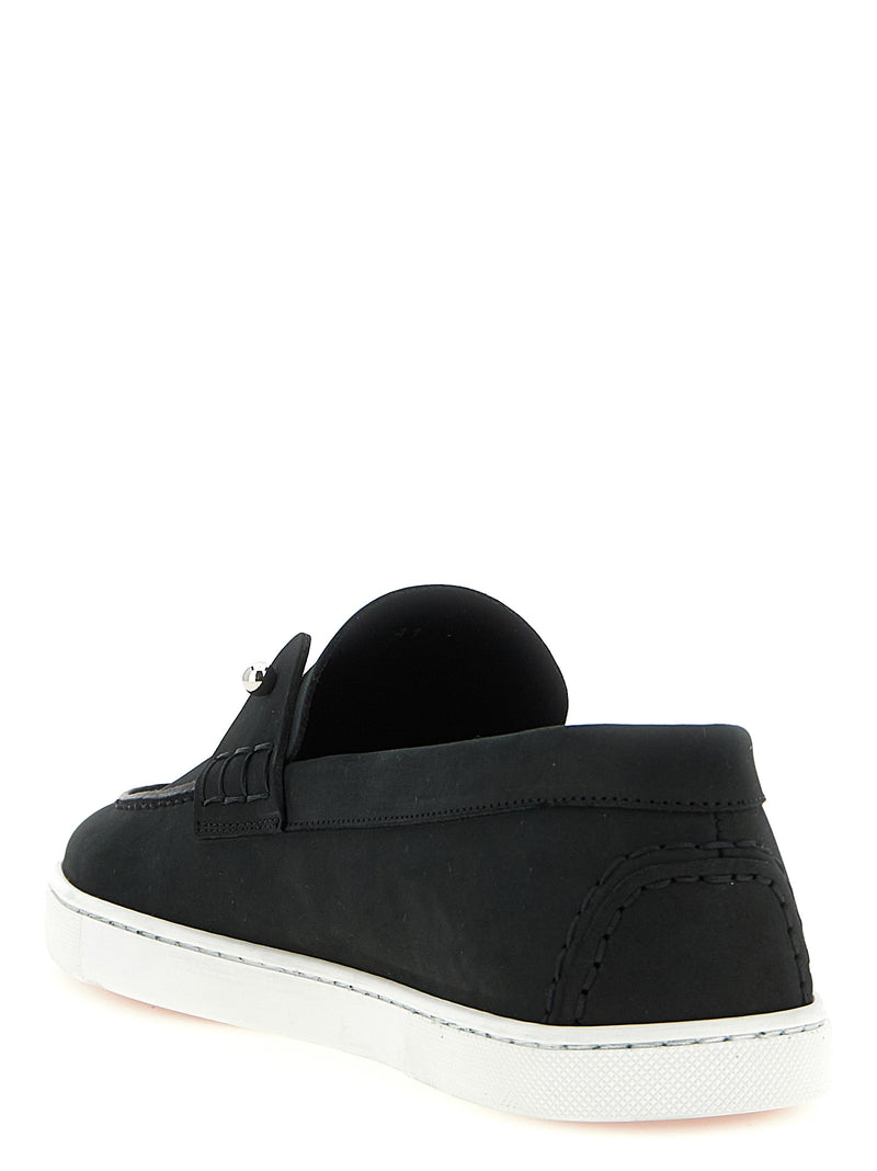 Mocassins à enfiler en cuir de veau noir Christian Louboutin
