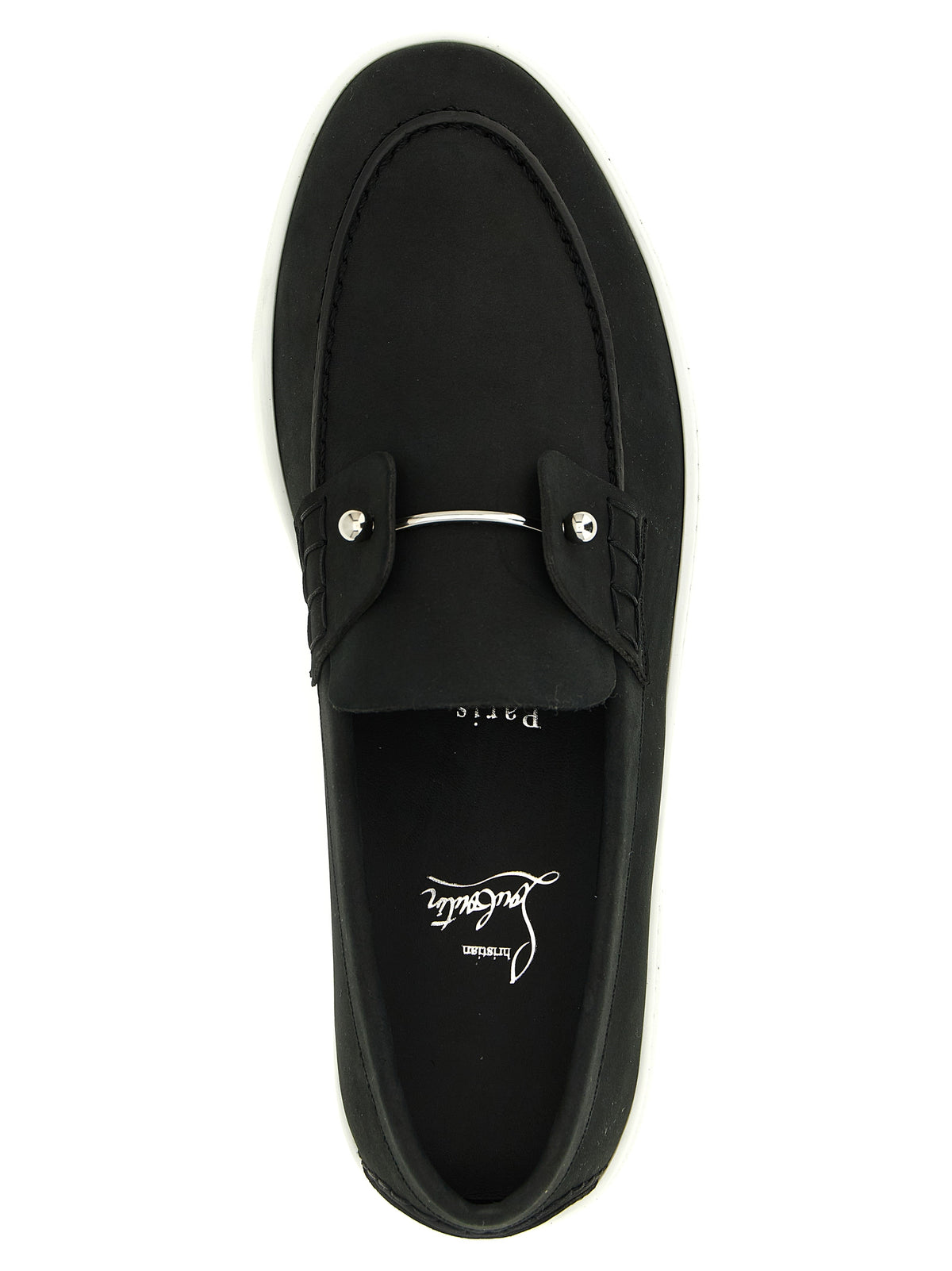 Mocassins à enfiler en cuir de veau noir Christian Louboutin