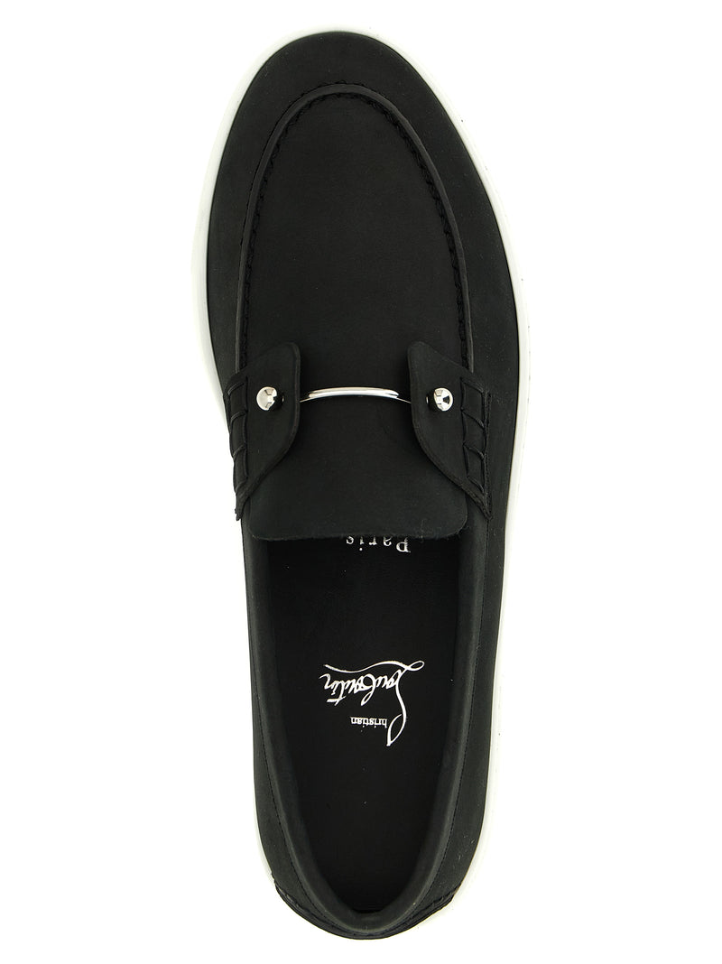 Mocassins à enfiler en cuir de veau noir Christian Louboutin