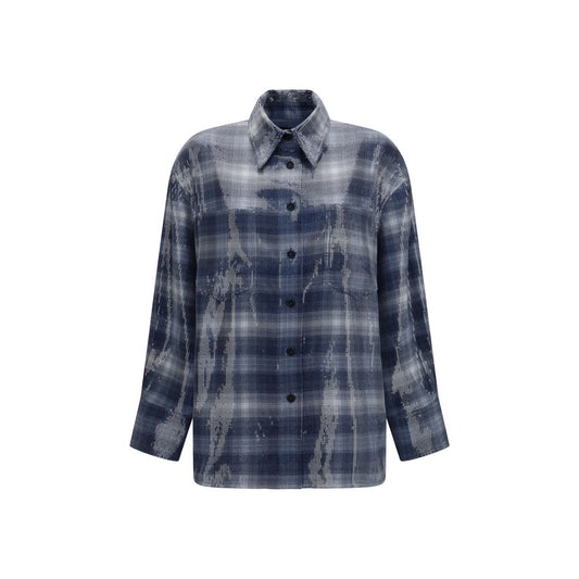 Chemise motif polyester bleu PINKO