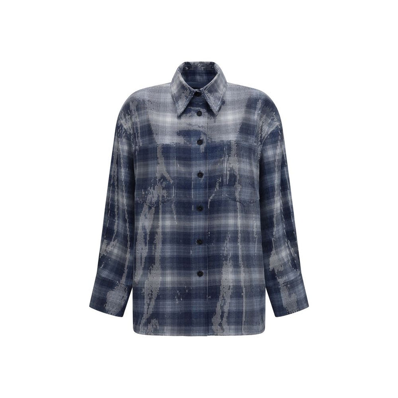 Chemise motif polyester bleu PINKO