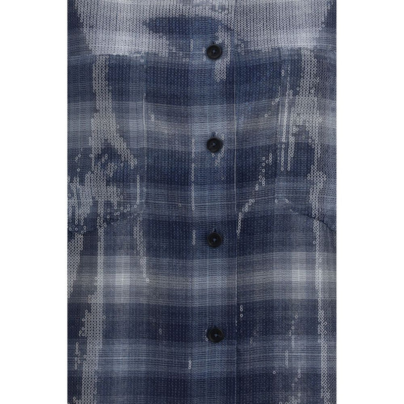 Chemise motif polyester bleu PINKO