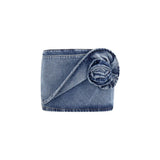 Magda Butrym Blue Cotton Mini Skirt - Twisted Floral Design