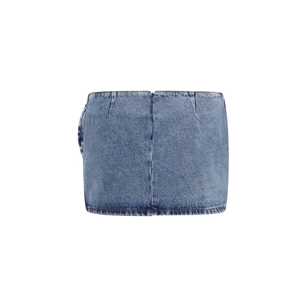 Magda Butrym Blue Cotton Mini Skirt - Twisted Floral Design
