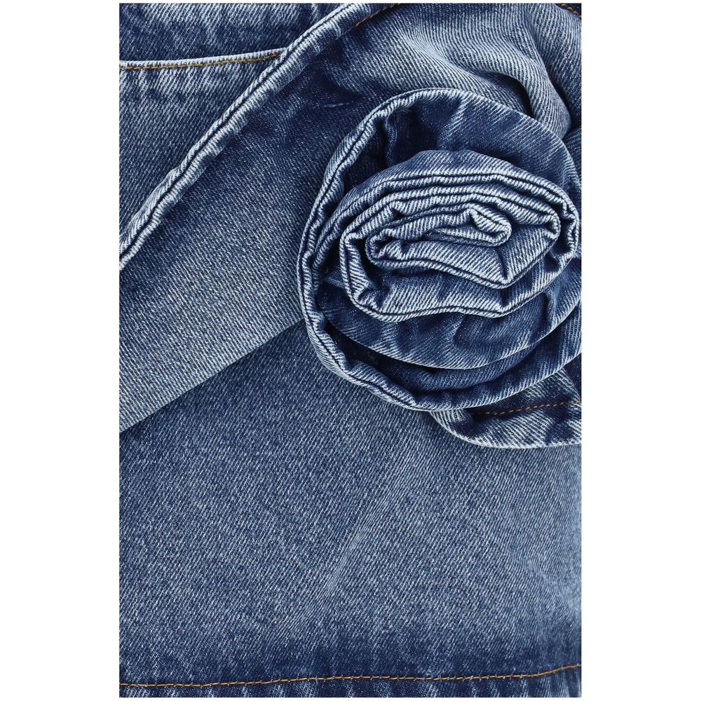 Magda Butrym Blue Cotton Mini Skirt - Twisted Floral Design