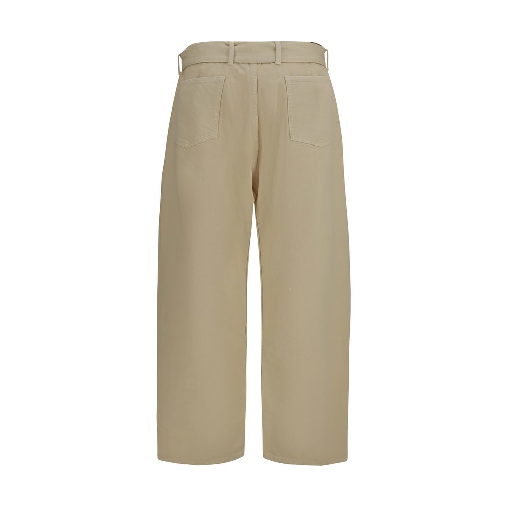 Magda Butrym Beige Cotton Wide-Leg Casual Pants