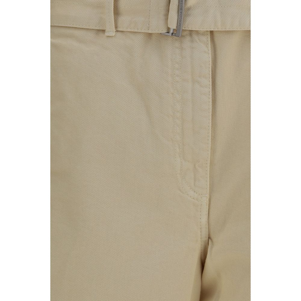 Magda Butrym Beige Cotton Wide-Leg Casual Pants
