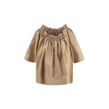 Saint Laurent Beige Cotton Ruffle Top for Women